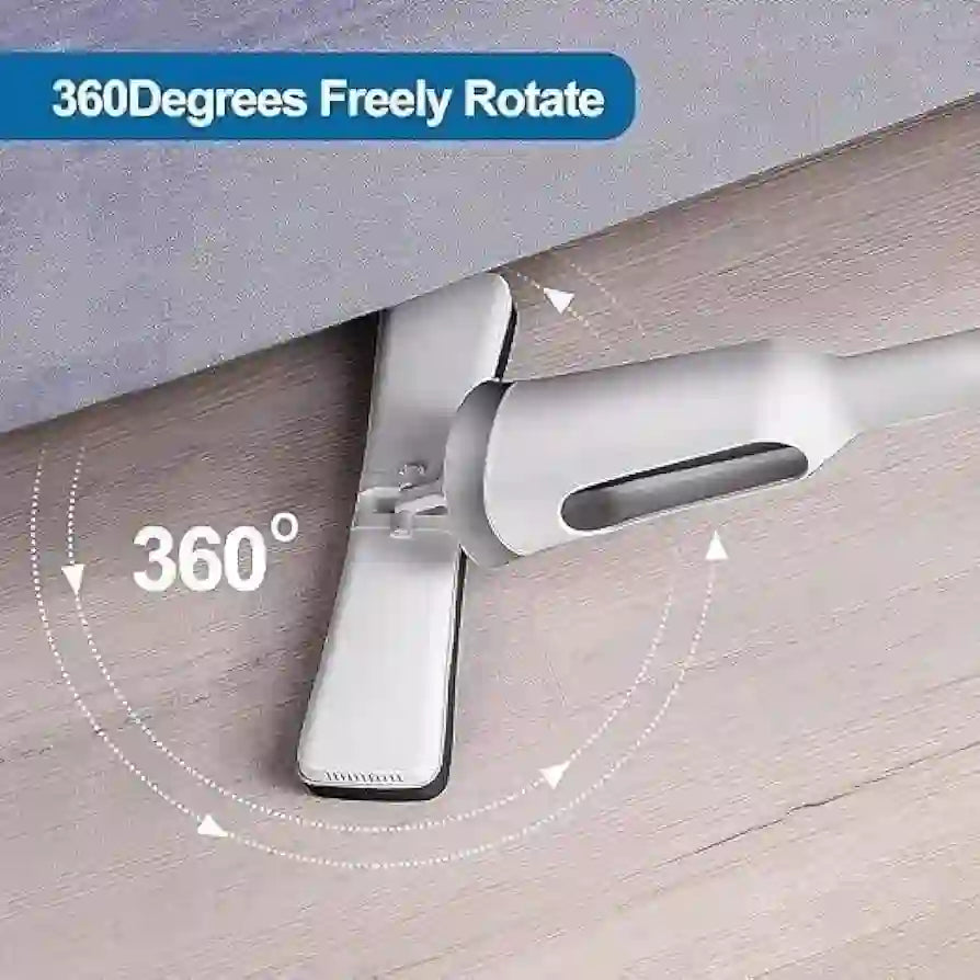 Hands-Free Sponge Mop with Folding Bucket – 360° Rotating Floor Cleaner