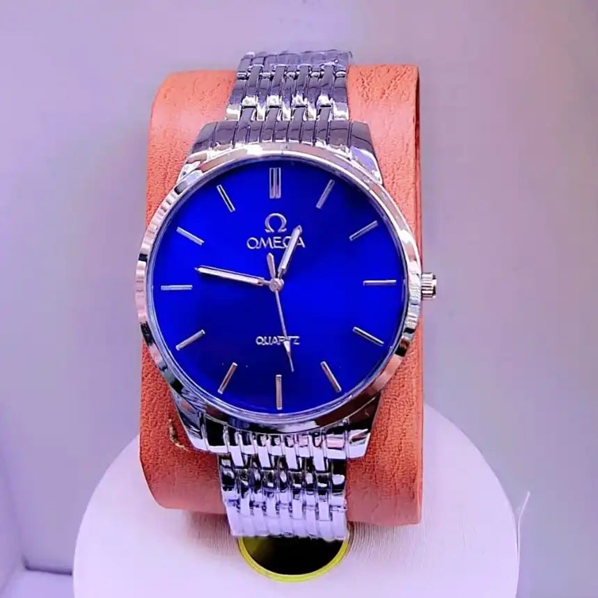 Men’s Stainless Steel Slim Dial Watch – Classic Luxury-Inspired Quartz (White, Black, Blue)