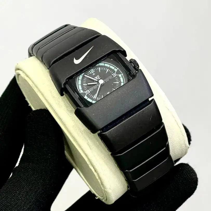Stealth Slide-Cover Men’s Sports Watch – Square Dial, Metal Strap