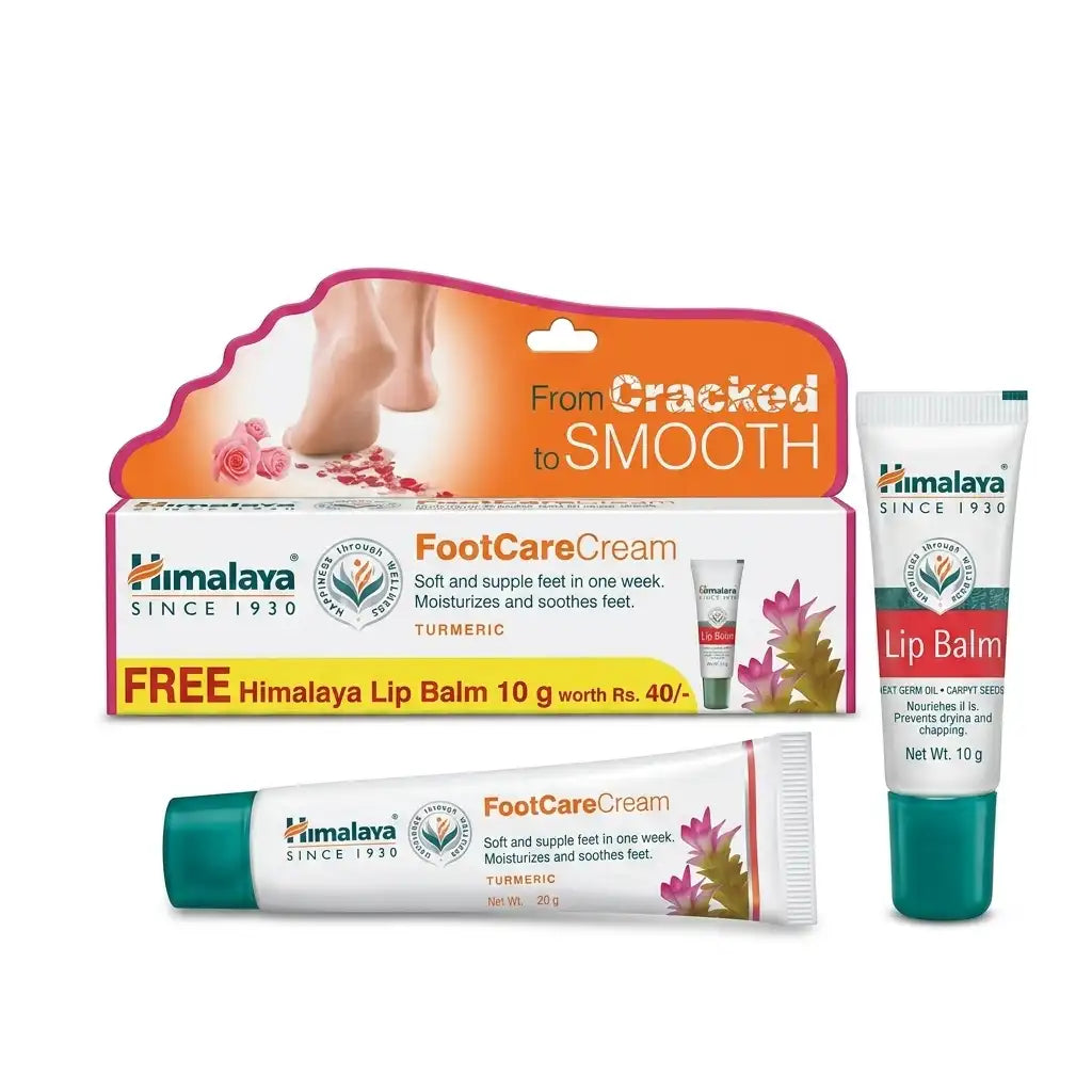 Himalaya Foot Care Cream with Turmeric 20g – From Cracked to Smooth in One Week + FREE Lip Balm 10g