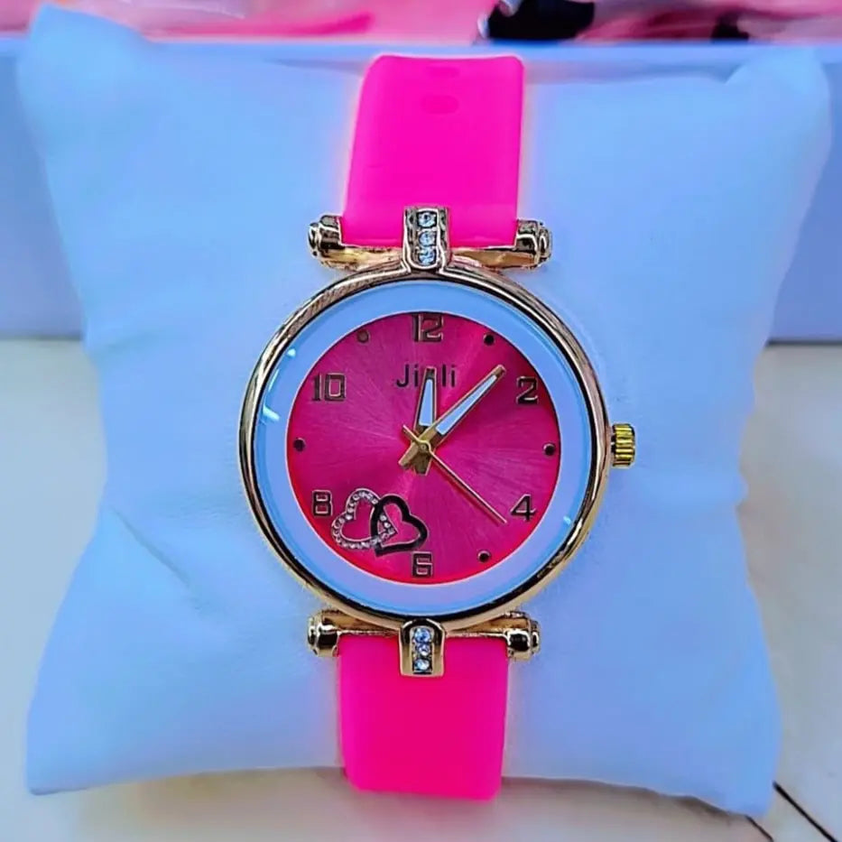 Jiali Elegant Ladies’ Fashion Watch – Crystal Heart Dial | 4 Colors