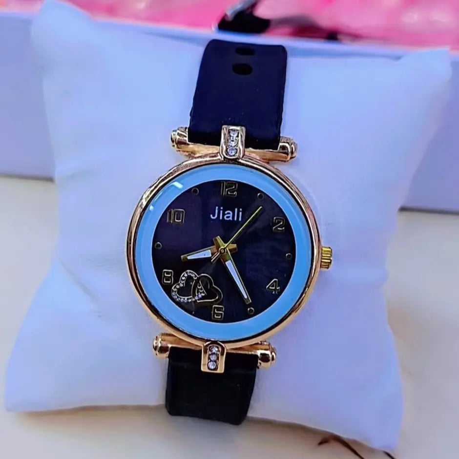 Jiali Elegant Ladies’ Fashion Watch – Crystal Heart Dial | 4 Colors