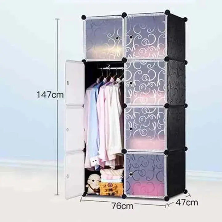 Modular Wardrobe Cabinet with Hanging Space | Portable Storage Organizer