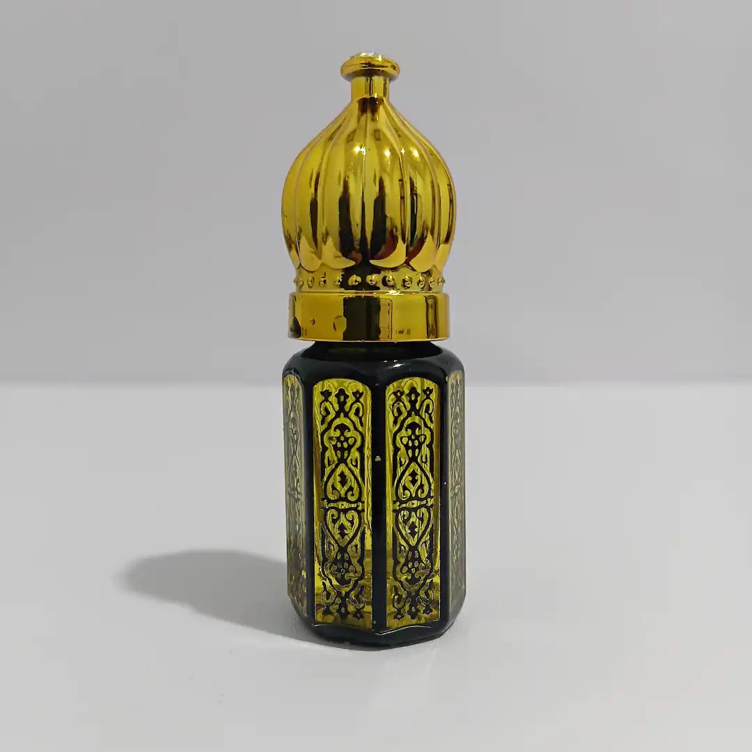 Mini Perfume Bottle 3ml – Gold & Black Decorative Styles Empty Attar 