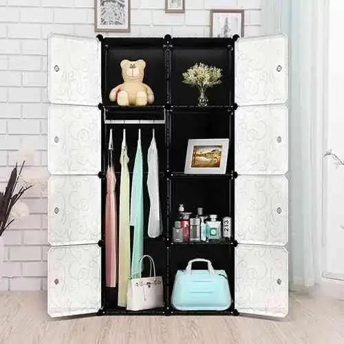Modular Wardrobe Cabinet with Hanging Space | Portable Storage Organizer