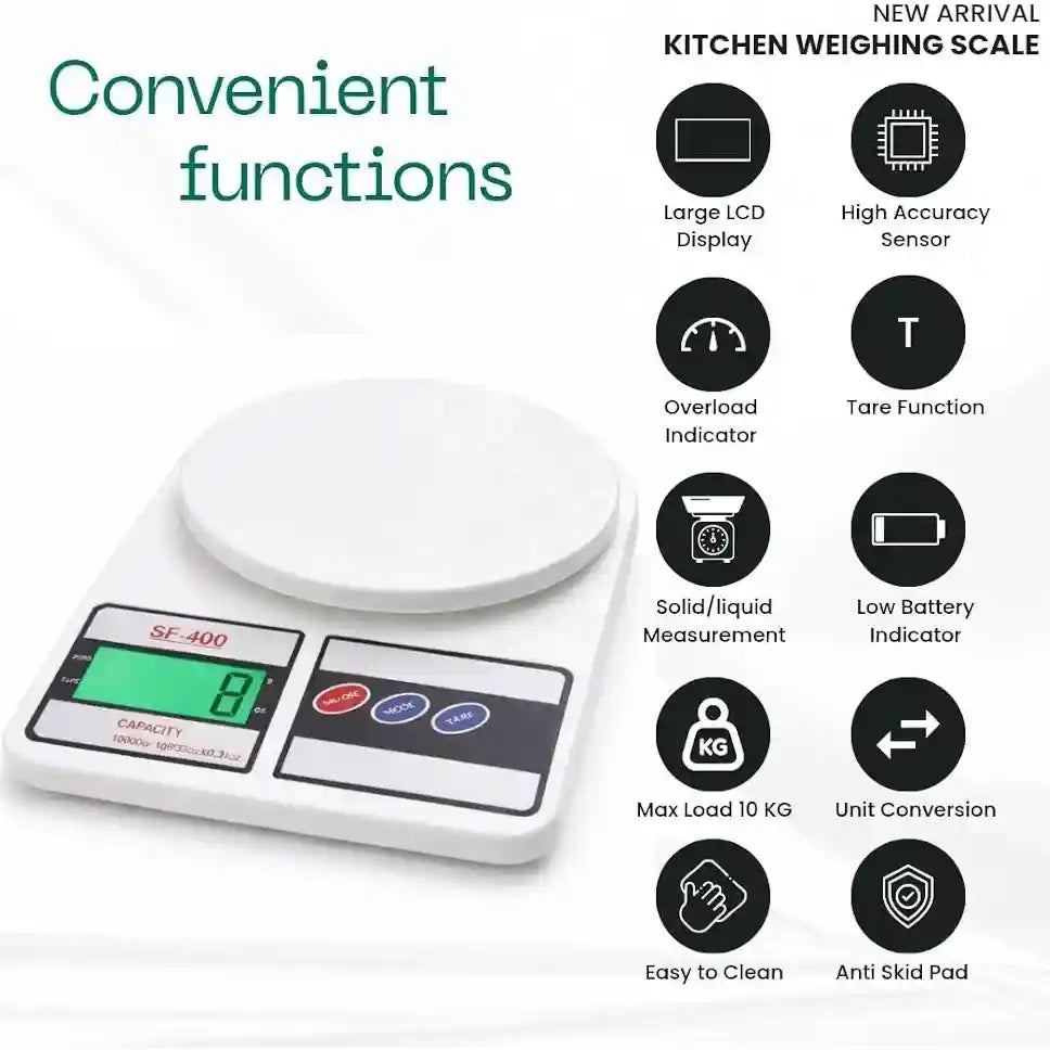 SF-400 Digital Kitchen Weighing Scale – 10kg Electronic Food Scale