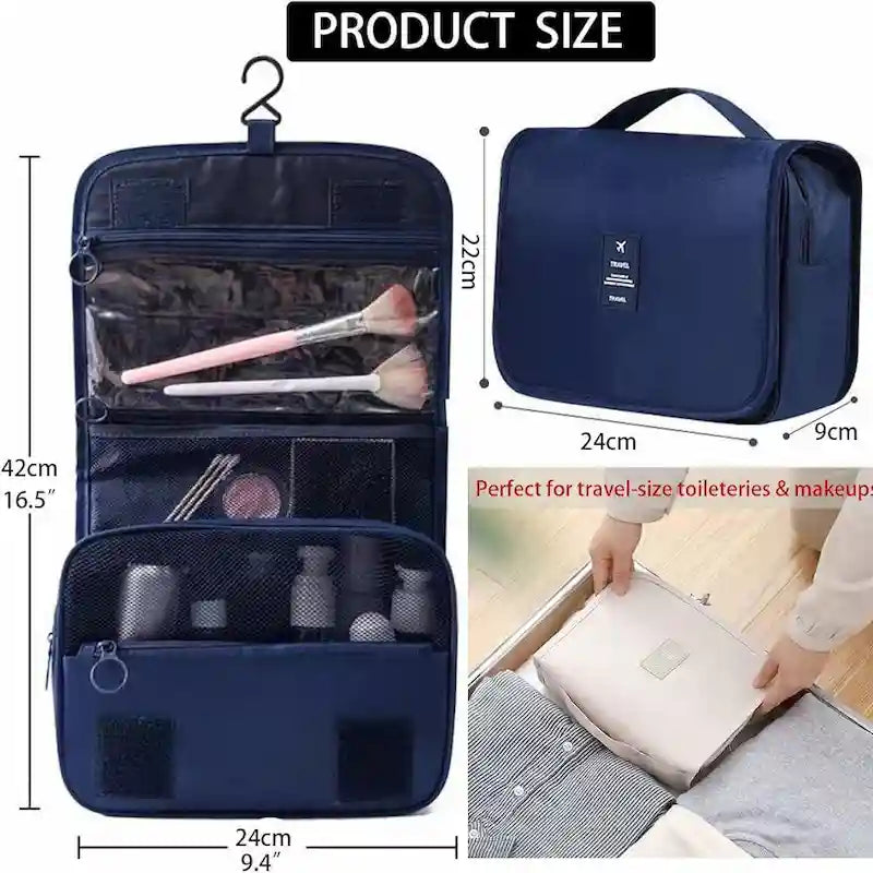 Hanging Travel Toiletry & Makeup Organizer Bag – Waterproof (Random Colour)