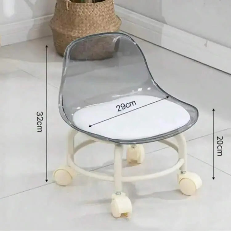 Kids Chair with Wheels – Cute Transparent Backrest, 360° Swivel Design